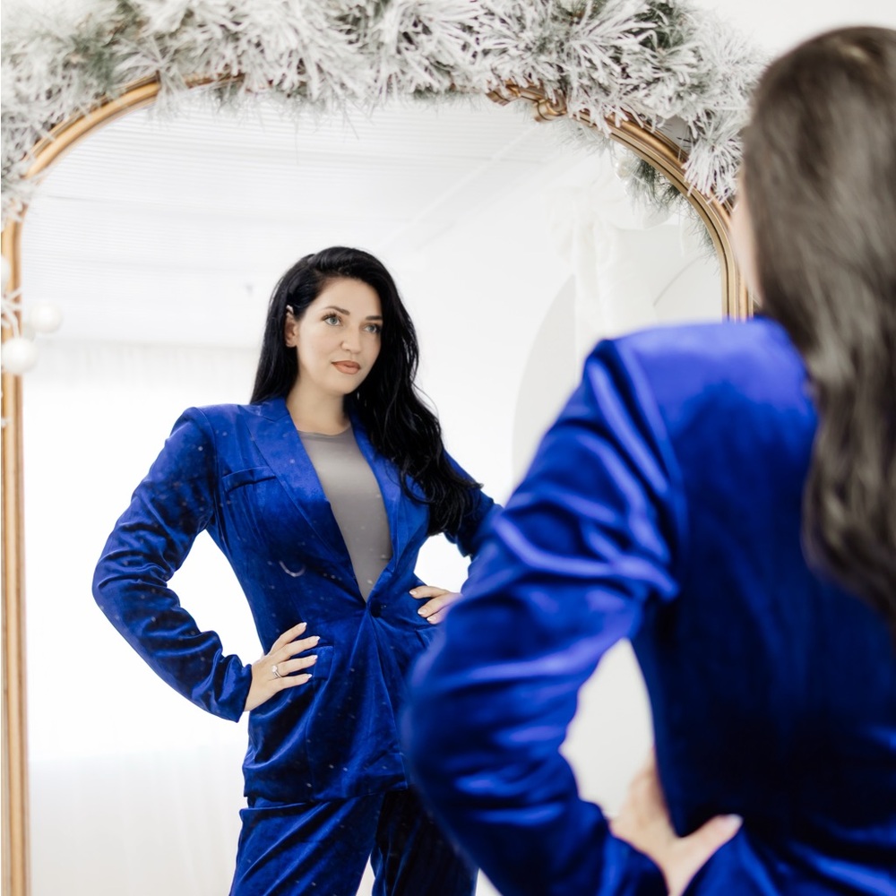 Elegant Blue Velvet Suit